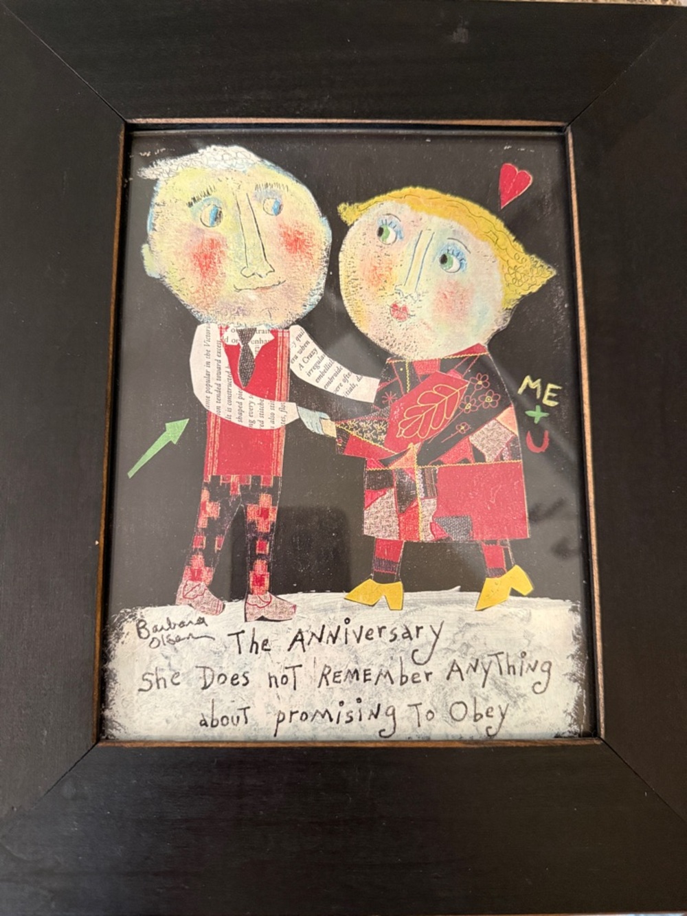 Anniversary Couple Home Art Print in Red and Yellow - Unbranded